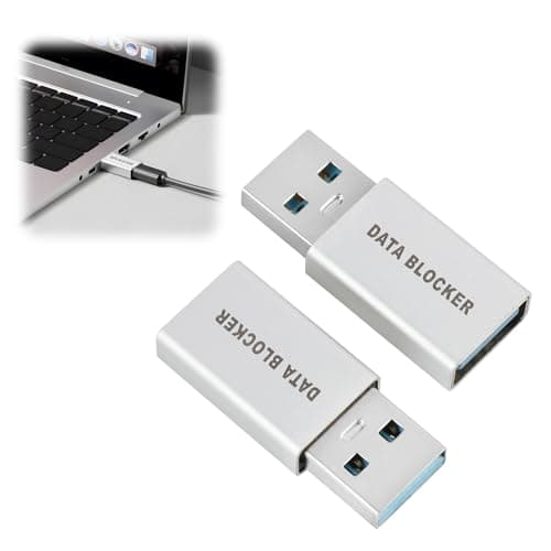Xevtrak USB Data Blocker with Secure Charging, Usb A to A, Compact and Portable Data Blocking Adapter, Protection Against Data Theft for Safe Charging in Public Places, Silver 2PCS