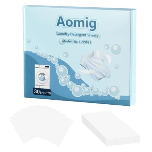 Aomig Ultra Concentrated Laundry Detergent Sheets, 30 Sheets, Deep Stain Removal, Eco-friendly, Machine & Hand Wash, Plastic Free, Concentrated, Blue