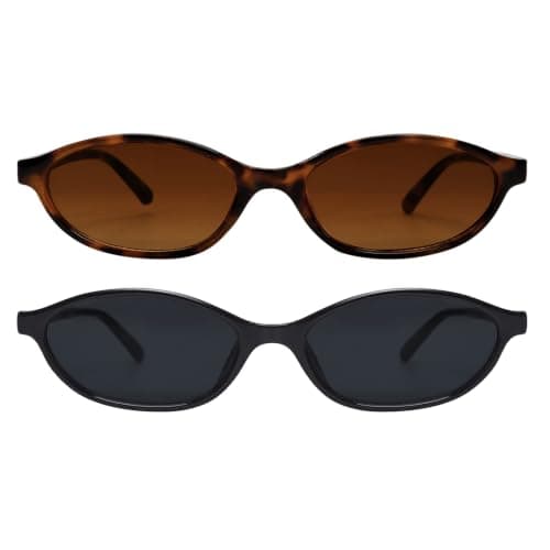 GUVIVI Retro Oval Sunglasses for Women 90s Cat Eye Shades UV400 protection