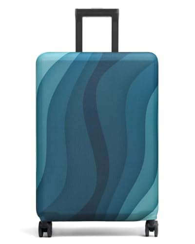 Youth Union Suitcase Cover 18-32 Inch Bamboo Charcoal Fiber Luggage Cover Polyester Clear Travel Luggage Trolley Case Cover Protector, Green Ripple, L, Travel