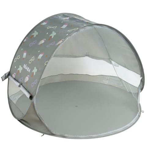 BÉABA, Beach Tent – Baby UV Protection Tent, Maximum Sun Protection UPF 50+, UV Filtered, 360° Ventilation, Mosquito Nets, Spacious, Pop-Up System, Carry Bag, Breezy, Khaki