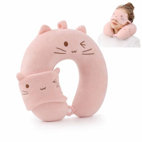 Lyyixbix 2 Pcs Kids Travel Pillow, 28 × 29cm Memory Foam Kids Travel Pillow