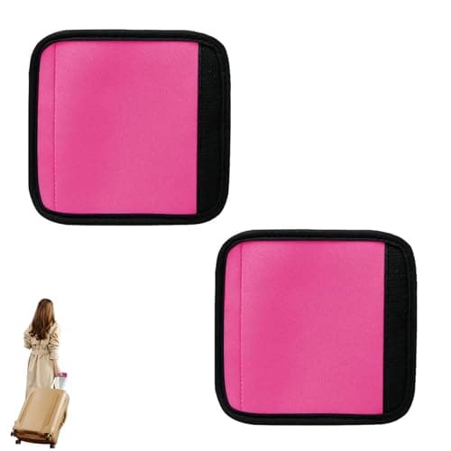2 Pcs Deep Pink Luggage Handle Wraps, Diving Materials Bright Color Comfort Soft Handle Covers, for Luggage Suitcase, Travel Accessories