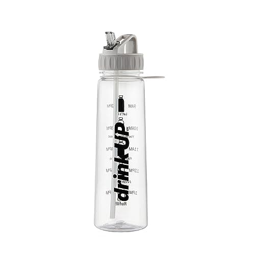 DrinkUp Motivational Water Bottle with Time Markings & Straw 900ml | Leak-Proof BPA-Free Hydration Tracker | Ideal for Gym, School, Office, Hiking & Cycling | Women & Men