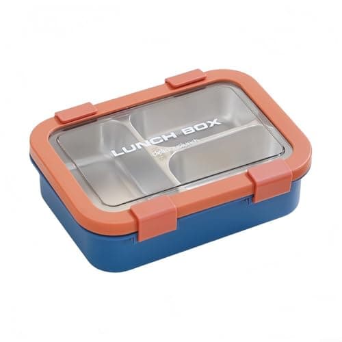 Stainless Steel Lunch Box 3 Compartment Leakproof Lunch Container with Lids for Adults and Kids Storage, Dishwasher Safe Removable Tray, for Travel Outdoor Food Carrying(Orange)
