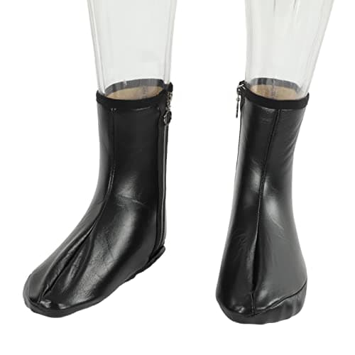 Hapivida Leather Zipper Socks, Unisex Waterproof Muslim Socks Islamic Thermal Prayer Winter Socks, Khuffy Leather Black Socks for Men and Women 35-40