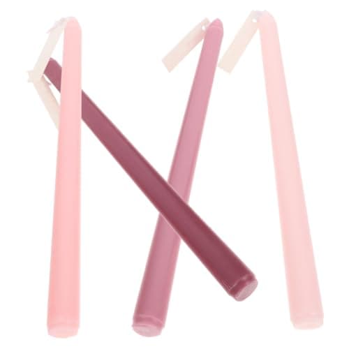 Alipis 4pcs Gradient Pink Romantic Scented Long Pole Candles with Rose Aroma, Nordic Style Decorative Atmosphere Lights for Wedding, Dinner, Party Set