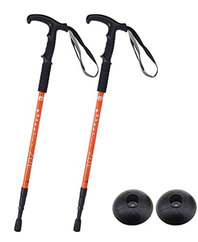 Enshine 65CM to 135CM Antishock With Handle Trekking Walking Hiking Stick Pole (Orange)