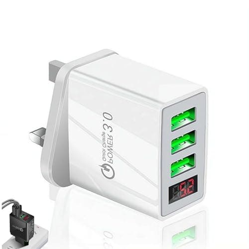 Pro Phone Charger, 4-Port Quick Charge 3.0 Hub with Temp Control & Fast Charging, Pro Charger Wall Charge for Travel & Home,Universal Compatibility for All Phones