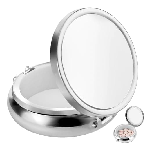 Small Pill Box, Single Pill Box, Portable Medicine Pill Case, Small Metal Pill Case, for Tablets Vitamins Cod Liver Oil Supplements Medication Purse Pocket Portable (Silver)