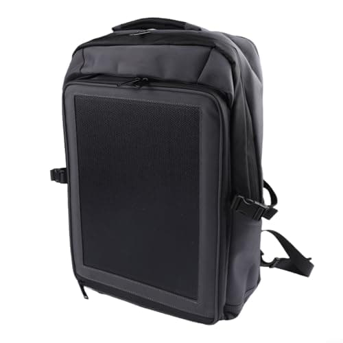 30W Solar Powered Backpack with Dual Panels and 35L Volume, Designed for Outdoor Mobility and Electronic Device Charging in Natural Settings