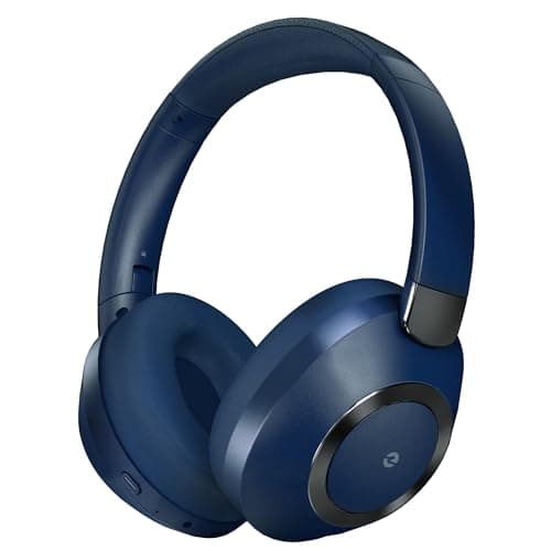 Bluetooth Headphones Over Ear with Deep Bass, Headphones with Mic (Blue)