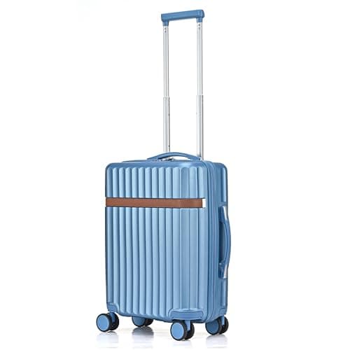 CMY Luggage Suitcase Hard Shell | Cabin Luggage | Lightweight Suitcases | Aluminum Telescopic Handle | 3 Digit Combination Lock | 4 Dual Spinner Wheels | Trolley Travel (Sky Blue, Cabin 20" X 2)