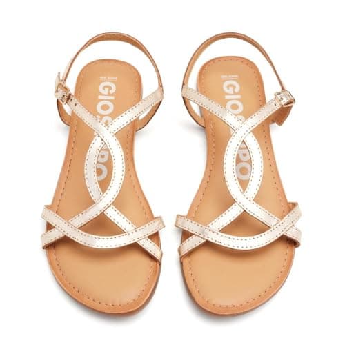 GIOSEPPO lamim Women's White Thin Strap Sandals, gold, 6 UK