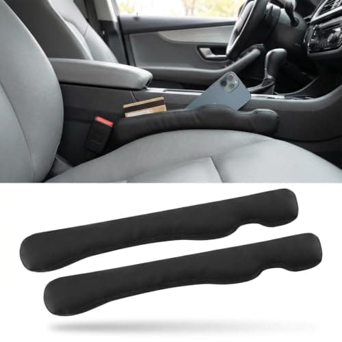 SINJAETRQ Car Seat Gap Filler, Car Seat Crevice Filler & Drop Stop, 2 Pack PU Leather Auto Organizer Insert, Flexible Universal Side Pocket Blocker for Centre Console & Door, Black (18.9" x 2.36" / 4