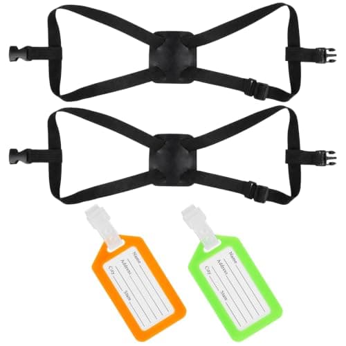 2 Pack Luggage Straps for Suitcases with 2 Luggage Tags, Adjustable Suitcase Strap Add a Bag Travel Belt for Suitcases, Hand Luggage and Travel Bags