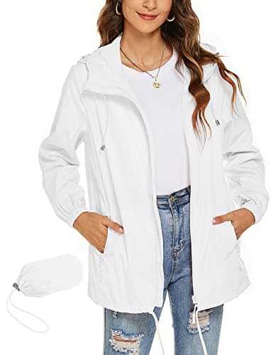 Rapbin Rain Coat for Women Lightweight Summer Rain Jacket Packable Raincoat