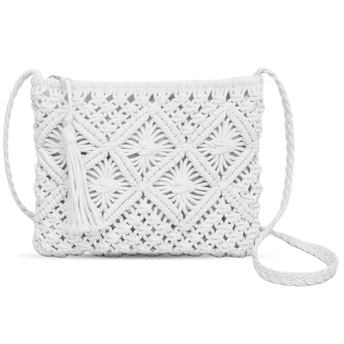 J U H U T O N G Women's Cross-Body Bags,White Crossbody Bags for Women,Summer Beach Messenger Purse with Zipper, Multi-Purpose Phone/Wallet Clutch for Travel & Holiday