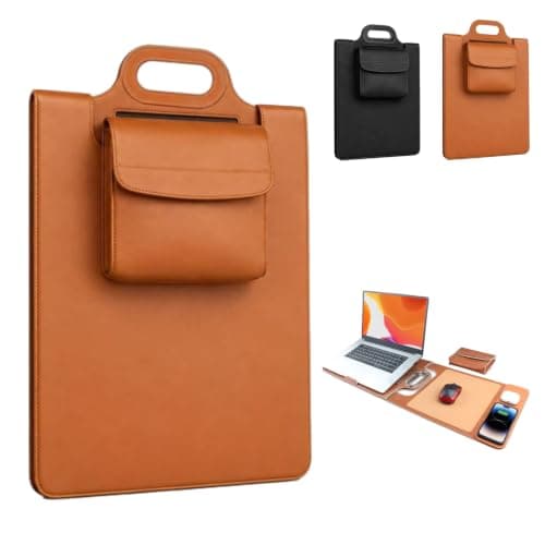 Wireless Charging Laptop Bag with Built-In Multi-device Charger,Brown