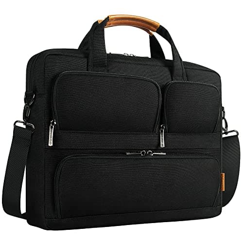 DOMISO 17 inch Laptop Bag,Business Laptop Briefcase with Multiple Pockets and Shoulder Strap,Shockproof Waterproof Computer Bag Compatible For 17-17.3 Dell HP Lenovo Asus,Black