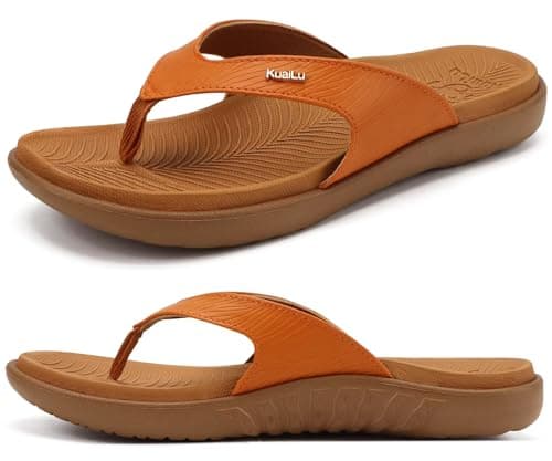 KuaiLu Womens Arch Support Flip Flops Yoga Mat Cushioned Orthopedic Sandals