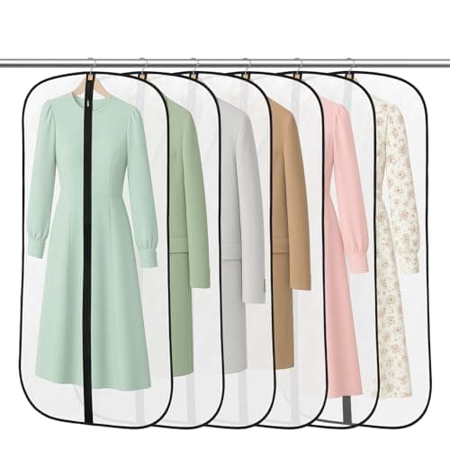 6 Pack Garment Bags, PEVA Translucent Clothes Covers, Suit Bag 47in