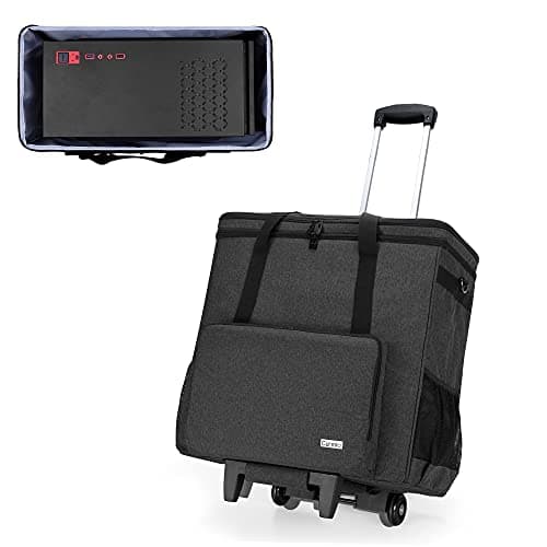 CURMIO Rolling Desktop Computer Carrying Case with Wheels, Black