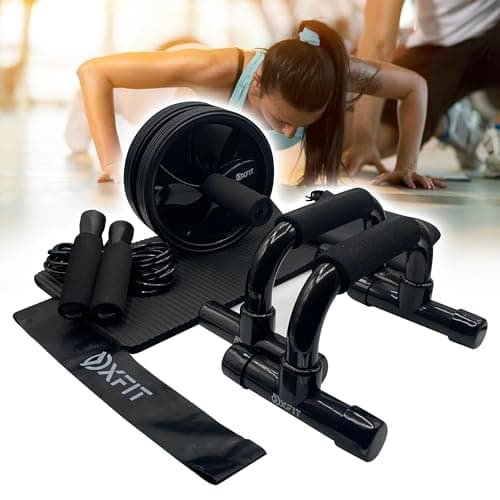 Gym Equipment for Home Workout Ab Roller Wheel Set Skipping Rope Push-up Handles Fitness Exercise Strength Training Equipment for Abs Weight Loss Sport Accessories for Men Women