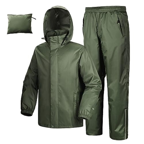 33,000ft Men's Waterproof Rainsuit Packable Rain Set with Reflective Strips