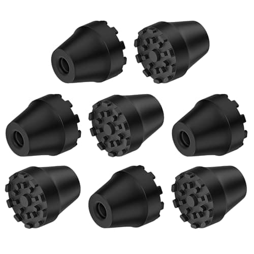 supregear 8-Pack Replacement Rubber Tips for Trekking Poles and Walking Sticks, Anti-Slip Shock-Absorbing Black Feet Caps, Universal Fits 11 mm Standard Hiking Canes and Collapsible Walkers