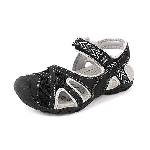 HEVA Womens Hiking Sandals Closed Toe Athletic Walking Shoes,4UK, Black