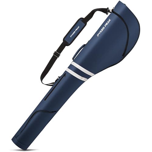 PYKES PEAK Golf Club Case | Foldable Design for 47” Clubs | Fits 10 Clubs | Waterproof Pocket | Ideal for Driving Range & Practice | Navy | Designed in Japan