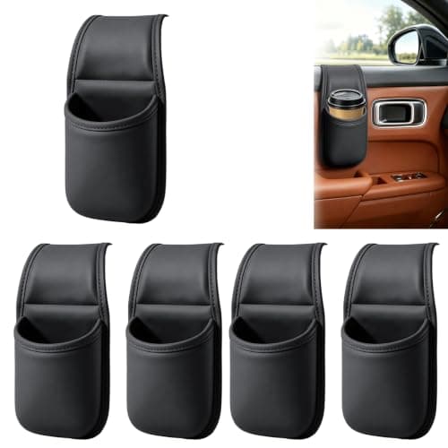 5 Pack Car Door Storage Pocket Leather Seat Side Organiser,Black