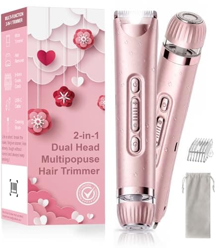 Bikini Trimmer Women with LED Light, Facail Hair Remover for Women,2-in-1 Intimate Lady Shavers for Women Pubic Hair & Face, Waterproof Rechargeable Trimmer with Travel Bag
