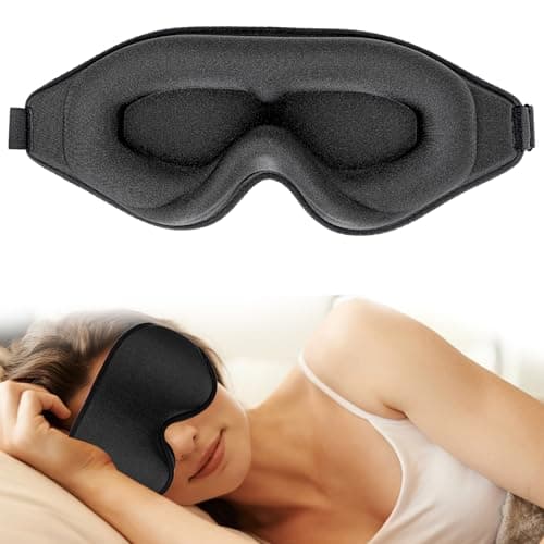 WLLHYF Silk Sleep Mask, 3D Stereo Deep Sleep Eye Mask Comfortable Adjustable Cute Block Out Light Eye Covers for Man and Woman All Night Sleep (Black)