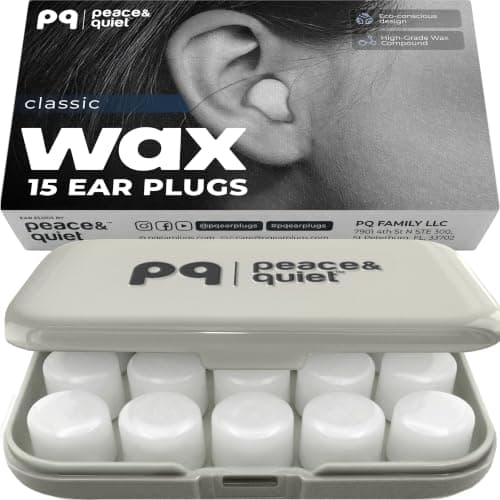PQ Wax Ear Plugs for Sleeping, Swimming - 15 Soft Noise Cancelling Silicone Gel Wax Earplugs for Sleep and Swimmers, Ear Protection with Sound Blocking, (15-Pillows), Color: White