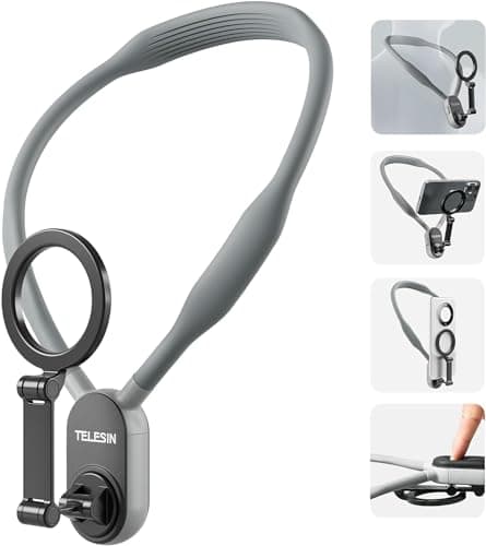 TELESIN Magnetic Neck Phone Holder for POV Vlogging, Grey