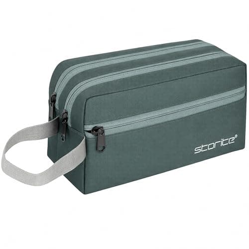 Storite Polyester Multi-Pocket Toiletry Bag for Men & Women Travel, Grooming Kit, Toiletries Shaving Kit & Cosmetics Water Resistance Pouch Organizer Travel Pouch for Make Up (1Pk -Grey)