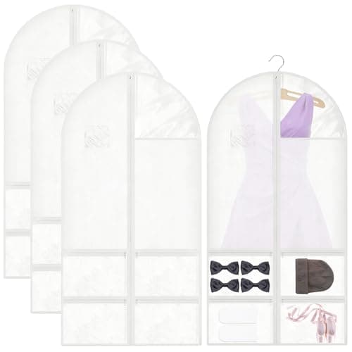 4 Pcs Dance Costume Bag with 4 Zipper Pockets for Dancers Women Kids