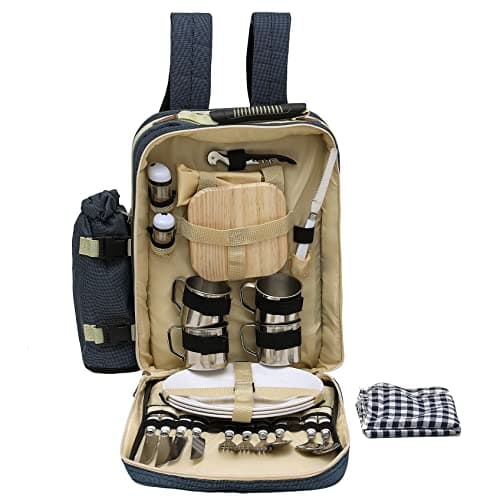 CMY 4 Person Picnic Backpack with Insulated Cooler Compartment