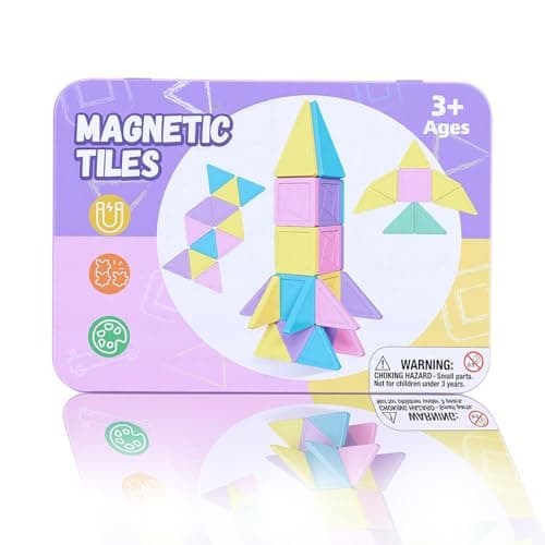 MEESHEEP Travel Magnetic Tiles for Girls 42PCS Mini Travel Set with Tin