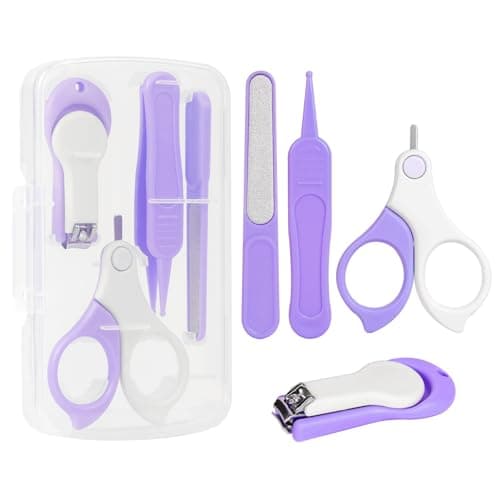 Vicloon Baby Nail Kit, 4-in-1 Baby Nail Care Set, Baby Nail Care Tool, Baby Nail Care Set Manicure Set Includes Baby Scissors, Nail Clippers, Baby Nail File and Tweezer for Newborn Infant Toddler