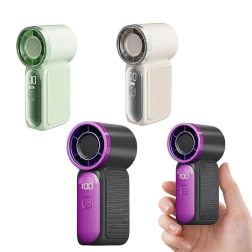 dididudi 3Pack Portable Turbo Handheld Fan, Mini USB Rechargeable Personal Pocket Fan, 5 Adjustable Speeds Small Travel Cooling Fan with LED Digital Display, Hand Held Fan for Outdoor Office Travel