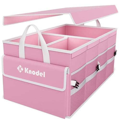 K KNODEL Car Boot Storage Organiser with Cover for SUV (Medium, Pink)