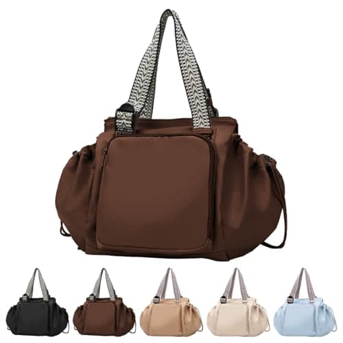 Multifunctional Expandable Travel Tote Bag - 3-in-1 Extra Large Stylish Backpack, Shoulder Bag for Travel, Beach, & Work, Brown, 12.60" x 9.06" x 13.78"