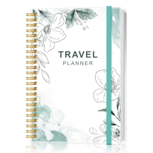 Travel Journal for Women & Men, Vacation & Road Trip Planner Organizer, Travel Notebook for 6 Trips, Trip Planner Gift to Record Memories and Adventures from Special Trips, 5.8" x 8.5", Teal Floral
