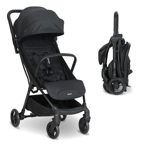 My Babiie MBX2 Compact Stroller – from Birth to 22kg, Foldable, Lightweight, Travel Buggy for Toddlers, Pushchair with UPF50+ Sun Canopy - Black