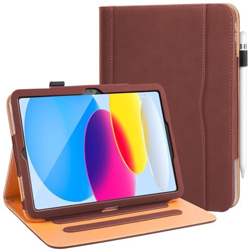DAORANGE Case for iPad (A16) 11th Generation 11 Inch 2025, iPad 10th Generation 10.9 Inch 2022, PU-Leather Cover with Pencil Holder, Multi-Angle Stand, Document Pocket and Auto Sleep/Wake (Brown)
