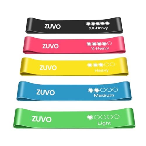 Zuvo Resistance Bands Set of 5, Latex Loop Exercise Band for Women and Men