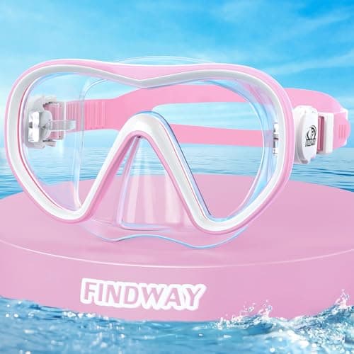 Findway Kids Snorkel Mask, Kids Swimming Goggles with Nose Cover for Children Aged 4-16, 180°HD Panoramic View, Waterproof and Anti-Fog Diving Masks